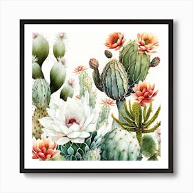 Flowering Cacti C Art Print