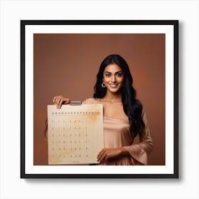 Indian Women With Calender Art Print