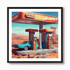 Gas Station on Mars Art Print