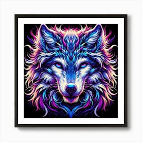 Psychedelic Wolf Art Print