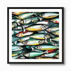 Sardines swimming pattern Art Print