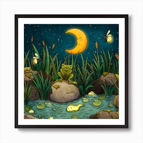 Moonlit Pond  Art Print