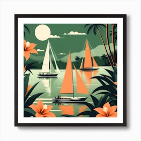 Sailboats On The Water Art Print