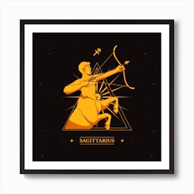 Sagittarius,Sagittarius Spirit: Hand-Drawn Logo with Centaur Art Print