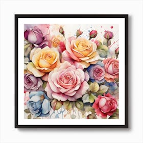 Watercolor Roses 2 Art Print