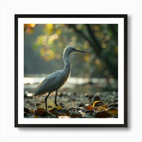 Egret In The Forest Art Print