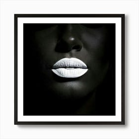 Firefly Lips, Black, Sealed, Silence, Female, Quiet, Mystery, Expression, Symbol, Power, Strength, S (8) Art Print