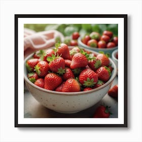 Fresh Ripe Delicious Strawberries In Bowl Healthy Food And Vegetarian 0 Art Print