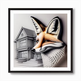 Fox In The House 1 Art Print