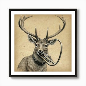 Deer With Trumpet Poster