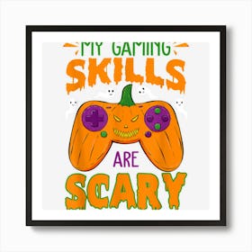 Funny Halloween Gaming Skills Pumpkin Gamer Girls Boys Kids Art Print