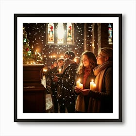 A Serene Christmas Eve Service Parishioners Immersed In Expressions Of Spiritual Surrender Engulfe (3) 1 Art Print