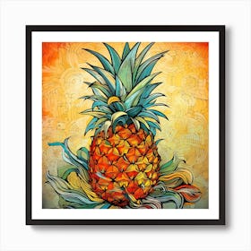 Stained Glass Pineapple Art Print