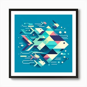 Abstract Geometric Fish Art Print