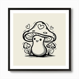 Kawaii Mushroom Art Print