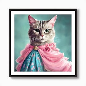 Cat In A Dress Art Print