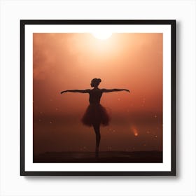 Ballerina Observing the sunrise by dancing  Art Print