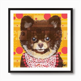 Kobe Pomeranian Dog Square Art Print
