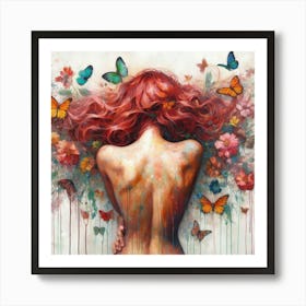 Watercolor Butterfly Woman Body #6 Art Print