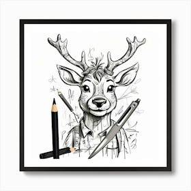 Deer Drawing 28 Art Print