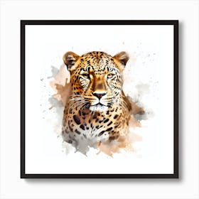 Leopard With Ink Splash Effect Poster