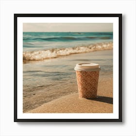 Coffee Cup On The Beach 14 Art Print