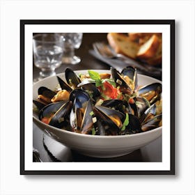 Mussels In A White Bowl Affiche