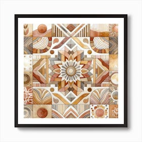 Brown Dessert Geometric Pattern Art Print