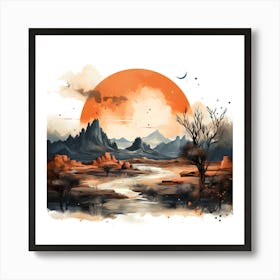 Desert Landscape Painting Art Print