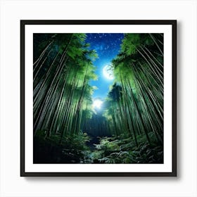 Firefly Moonlit Bamboo Forest Under A Starry Midnight Sky 16306 (2) Art Print