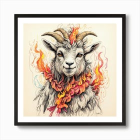 Goat In Fire Art Print