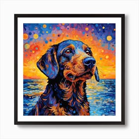 Dog At Sunset 2 Art Print