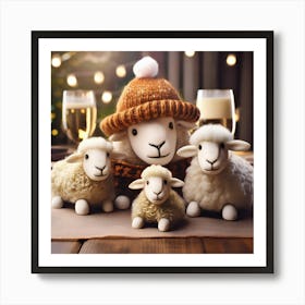 Firefly Festive Holiday Gathering With A Woolly Sheep Family 34774 (2) Art Print