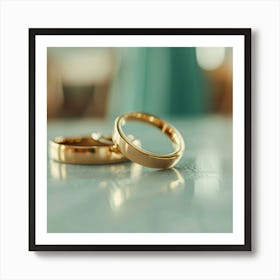 Wedding Rings On A Table Art Print