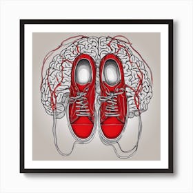 Red Shoes And Brain 1 Art Print