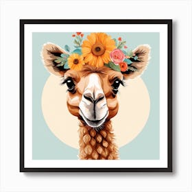 Floral Baby Camel Nursery Illustration (4) Art Print