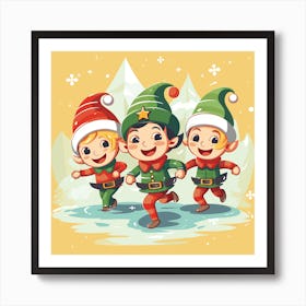 Christmas Elves 5 Art Print