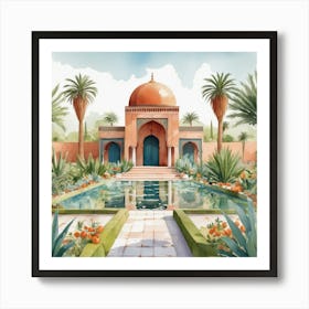 into the garden: Watercolor Of A Moroccan Garden Art Print