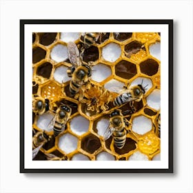 Bees On A Honeycomb Art Print