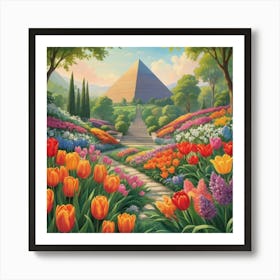 Tulips In The Garden 50 Art Print