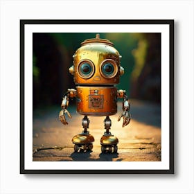 Firefly Quirky Frightened Robot On Roller Skates With A Gold Aluminum Can Head 68099 Affiche