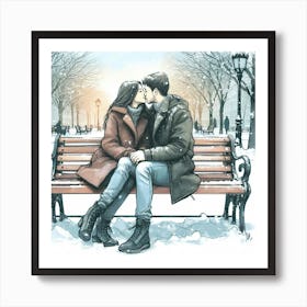 Couple Kissing 1 Art Print