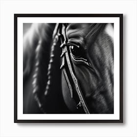 Black And White Horse Portrait Art Print