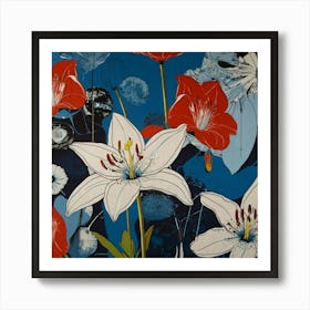 Pattern lilies 1 Art Print