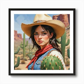 Cowgirl Cactus 2 Art Print 1 Art Print