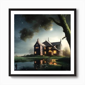 House At Night Art Print