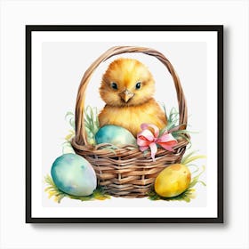 Easter Chick In Basket 3 Art Print