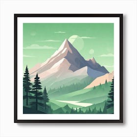 Misty mountains background in green tone 90 Art Print