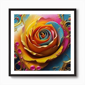 Abstract painting of a magical organic rose 11 Art Print