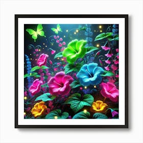 Colorful Flowers And Butterflies 10 Art Print